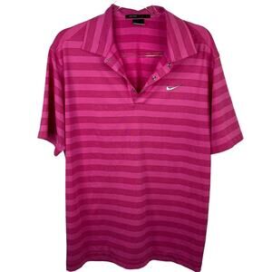 Nike Golf Mens Polo Tiger Woods Collection Fuchsia Pink Large Short Sleeve